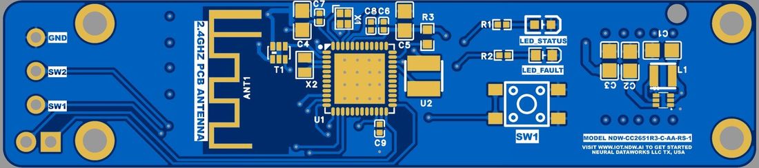 Top layer — RF section, matching network and antenna keep-out