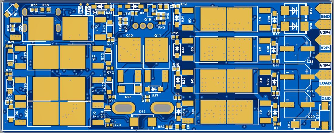 Bottom layer — bypass and inject FET banks with gate networks