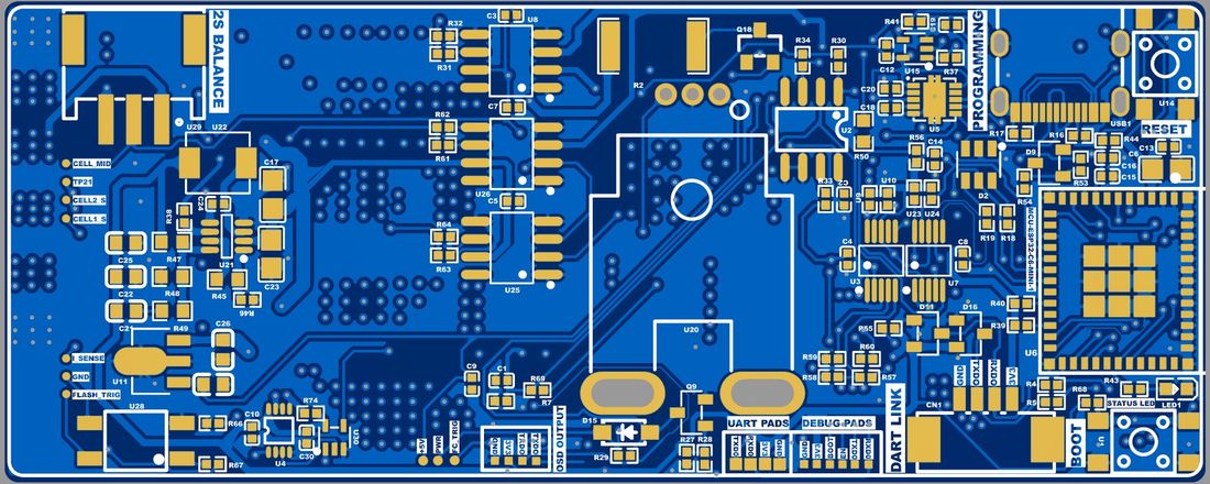 Top layer — 2S balance, differential cell sensing, UART/debug