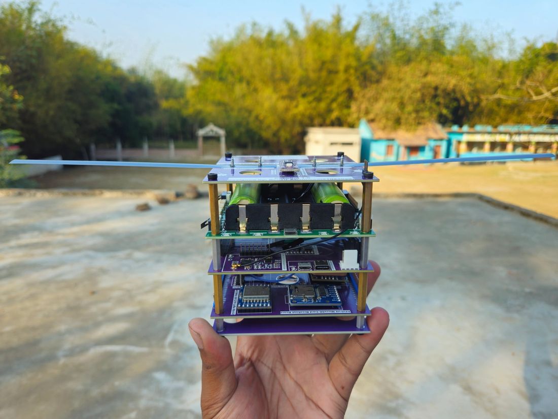 Indigenous 1U CubeSat with deployed dipole antennas