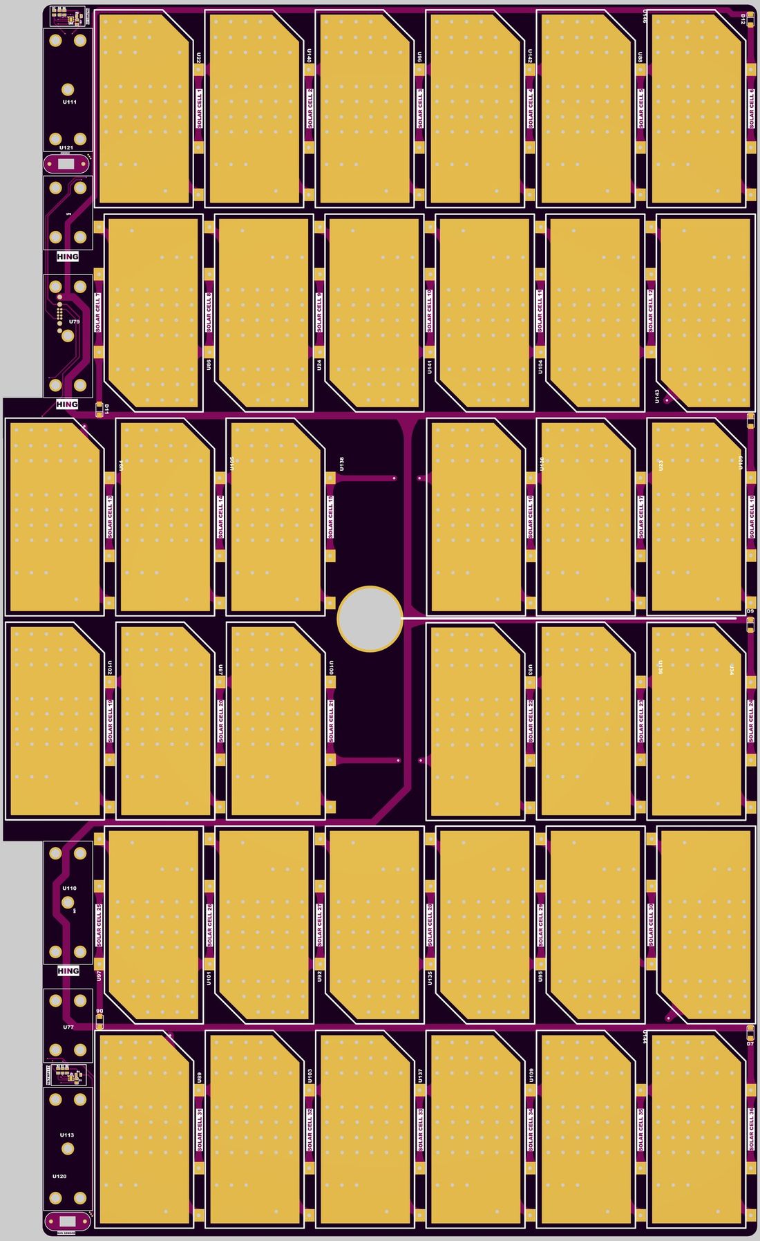 Deployable panel A (x2) — 36 cells, 6S6P, 500 x 300 mm, 14.45 V, 43.6 W each
